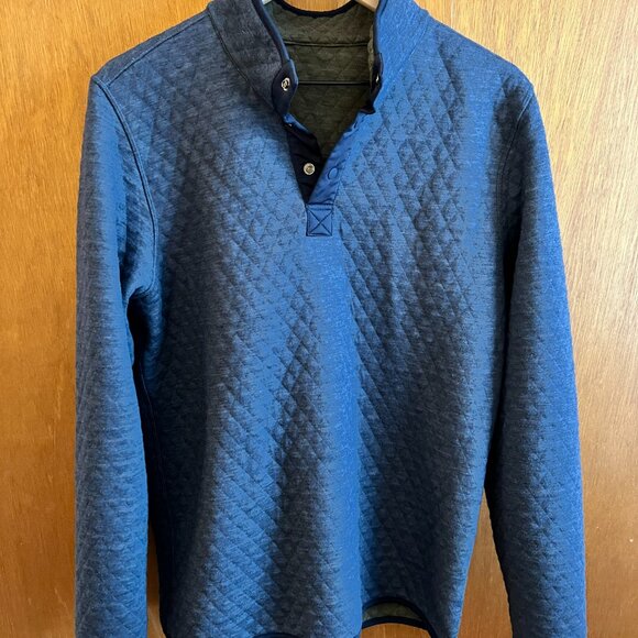 Quilted Corbet Reversible Pullover - Marine Layer - Navy/Green Men's Medium - Picture 5 of 7